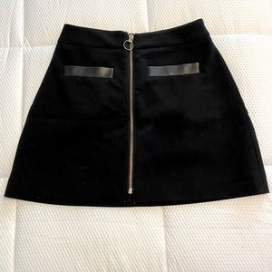 EXPRESS A-line mini shirt with gold front zipper!